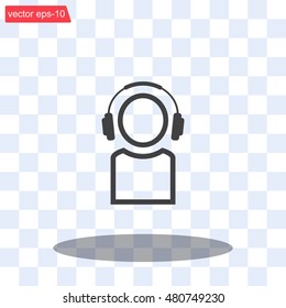 man with headphones vector icon
