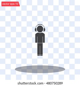 man with headphones vector icon