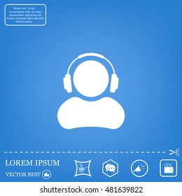 man with headphones vector icon