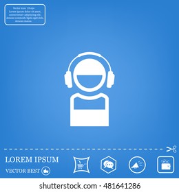 man with headphones vector icon
