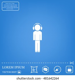 man with headphones vector icon