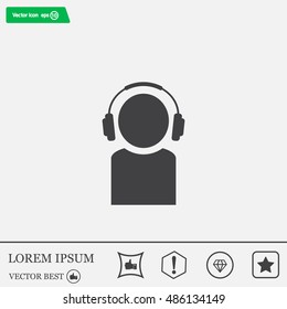 man with headphones vector icon