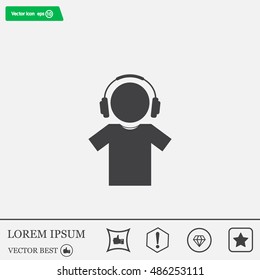 man with headphones vector icon