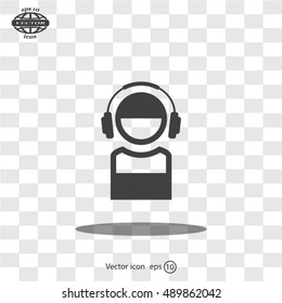 man with headphones vector icon