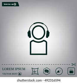 man with headphones vector icon