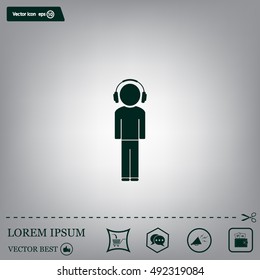 man with headphones vector icon