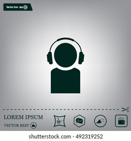 man with headphones vector icon