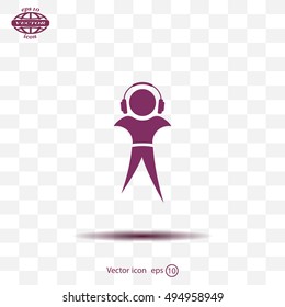 man with headphones vector icon