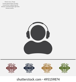 man with headphones vector icon