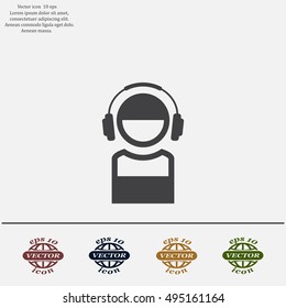man with headphones vector icon
