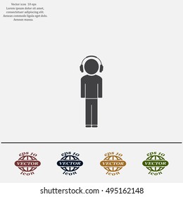 man with headphones vector icon