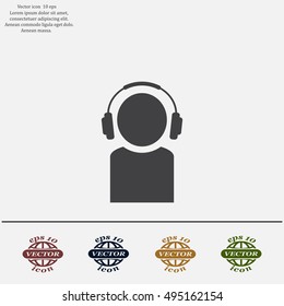 man with headphones vector icon
