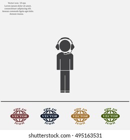 man with headphones vector icon