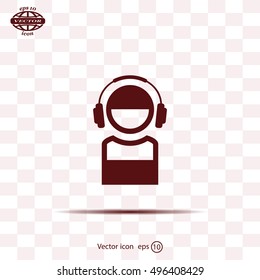 man with headphones vector icon