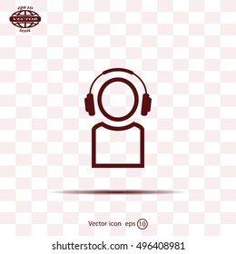 man with headphones vector icon