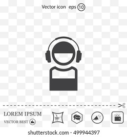 man with headphones vector icon