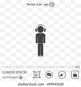 man with headphones vector icon