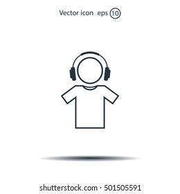 man with headphones vector icon