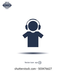 man with headphones vector icon