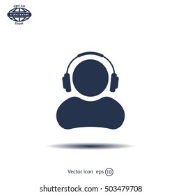 man with headphones vector icon