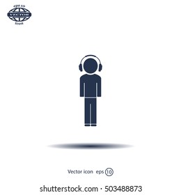 man with headphones vector icon