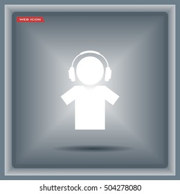 man with headphones vector icon