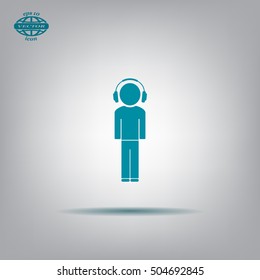 man with headphones vector icon