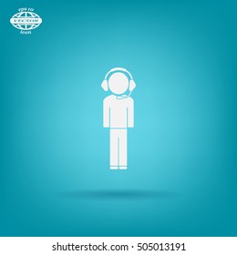 man with headphones vector icon