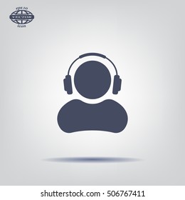 man with headphones vector icon