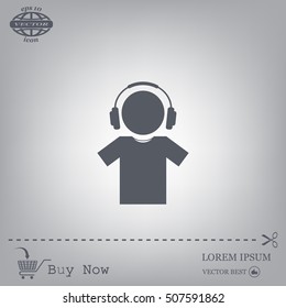 man with headphones vector icon