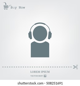 man with headphones vector icon