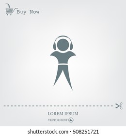man with headphones vector icon