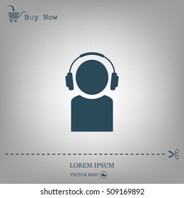 man with headphones vector icon