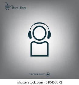 man with headphones vector icon