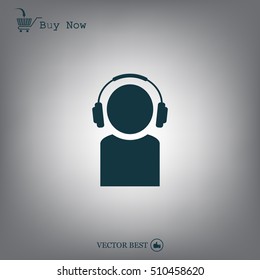 man with headphones vector icon