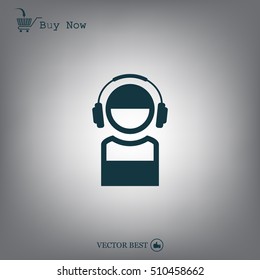 man with headphones vector icon