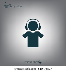man with headphones vector icon