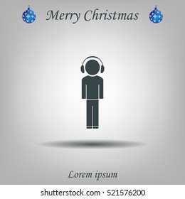 man with headphones vector icon