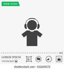 man with headphones vector icon
