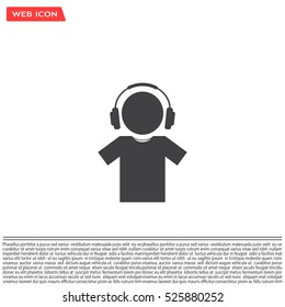 man with headphones vector icon