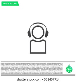 man with headphones vector icon