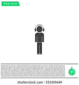 man with headphones vector icon