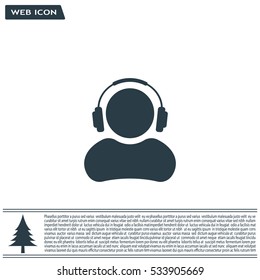 man with headphones vector icon