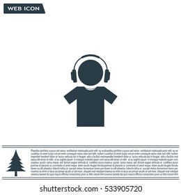 man with headphones vector icon