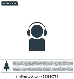 man with headphones vector icon