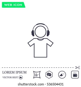 man with headphones vector icon