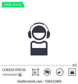 man with headphones vector icon