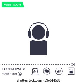 man with headphones vector icon