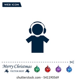 man with headphones vector icon
