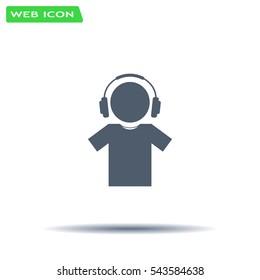 man with headphones vector icon